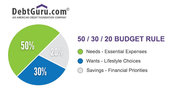 Budgeting By The Numbers The 50 30 20 Budget DebtGuru Credit 